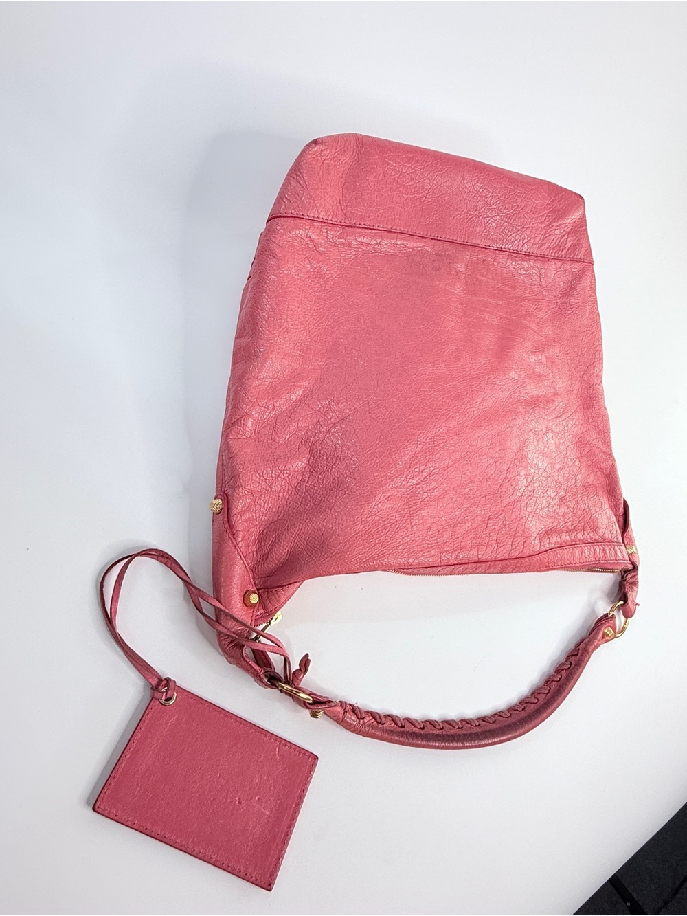 Auth Balenciaga Pink Leather Shoulder Hobo Bag motorcycle giant city hardware - Picture 14 of 15